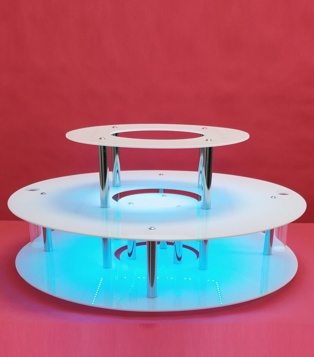 KC ELITTE - Trzypoziomowy podświetlany podest do fontanny czekoladowej, podstawa LED